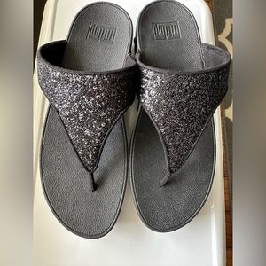 Fit Flop Shimma wedge black glitter Size 9 EUC sandals
